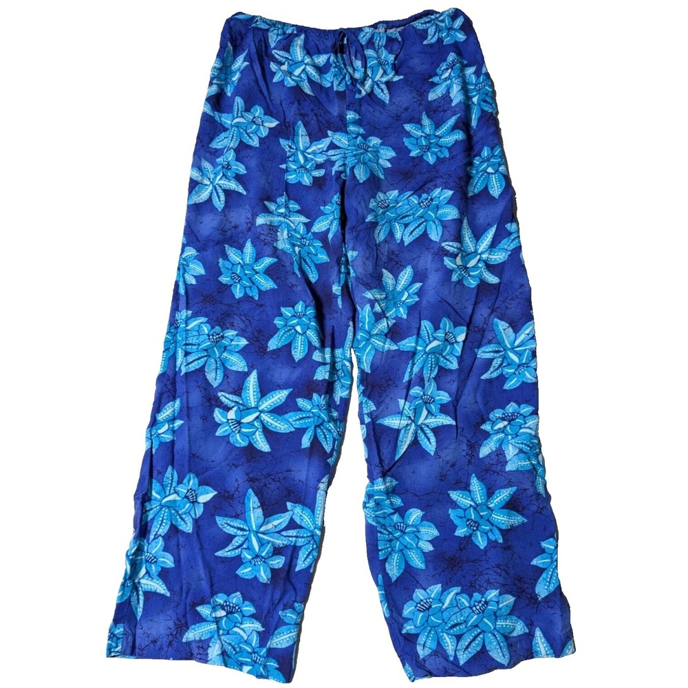 VICTORIA'S‎ SECRET Women Small Blue Floral Rayon Pull On Lounge Pants